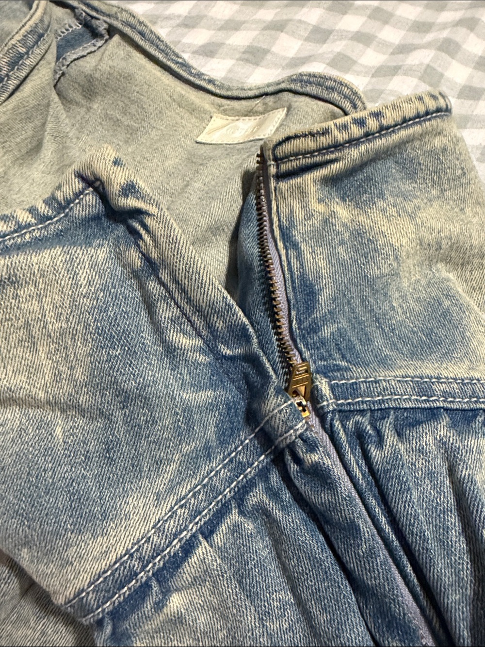 MOTHER Light Blue Tiered Denim Mini Skirt - Picture 3 of 6